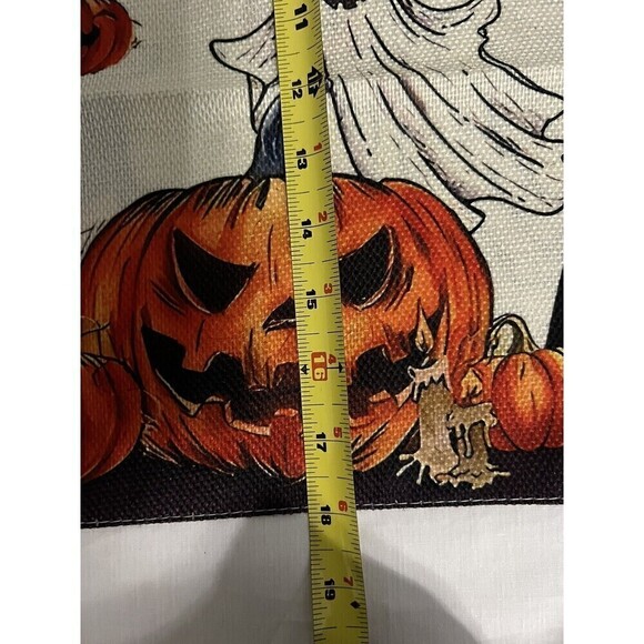 Halloween Garden Flag Printed, Linen, Outdoor “Happy Halloween” Size 18”x 12” - Picture 4 of 5
